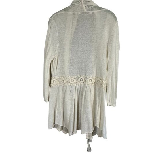 Anthropologie Sweater Women L Cream Boho Crochet Floral Hippie 80s Bridal Knit - Picture 8 of 12